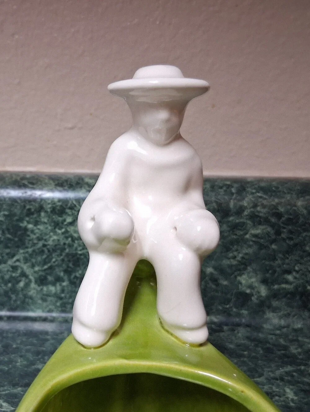 Vintage Haeger USA Pottery Green And White Venetian Gondola Planter